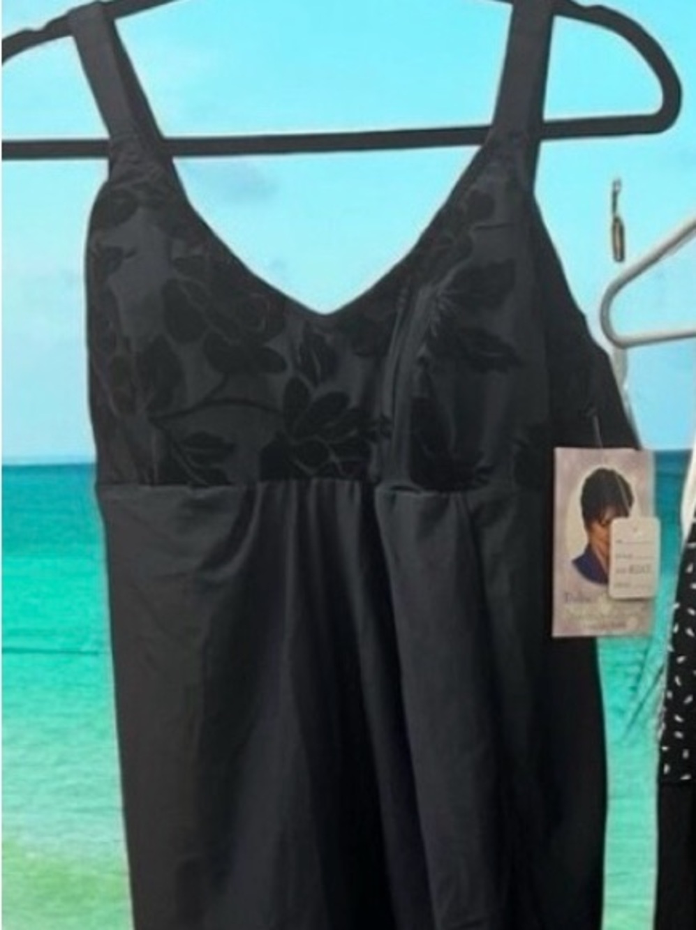Women’s Black Two-Piece Swimdress with Built-In Support